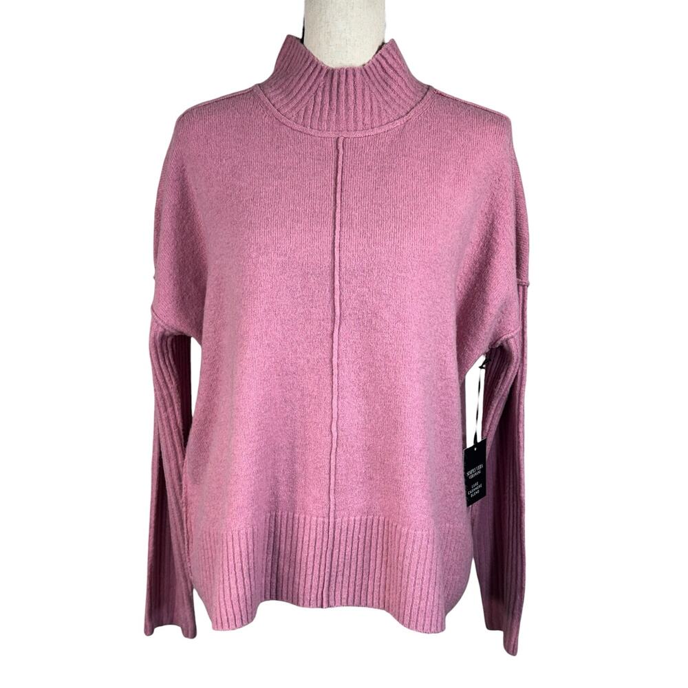 Simply Vera Vera Wang Small Sweater Oversized Boxy Mock Neck Long Sleeve Mauve